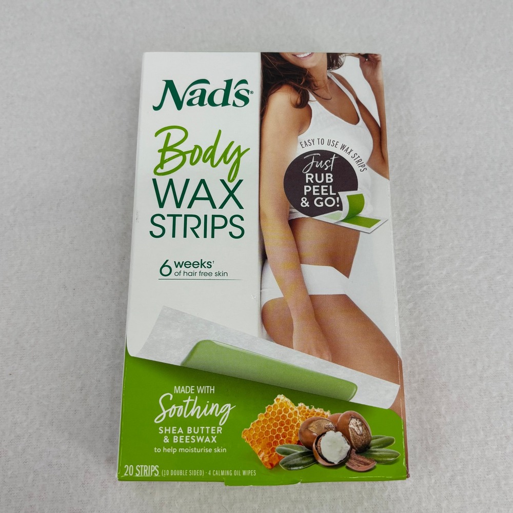 Nad's Body Wax Strips with Shea Butter and Beeswax 20 Count 10 Double Sided